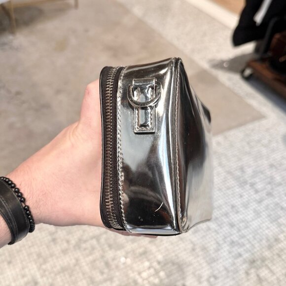 Prada Metallic Silver Chrome Spazzolato Brique Crossbody Bag W/ Pouch - Picture 14 of 16